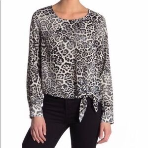 Socialite Front Tie Long Sleeve Blouse - NWOT